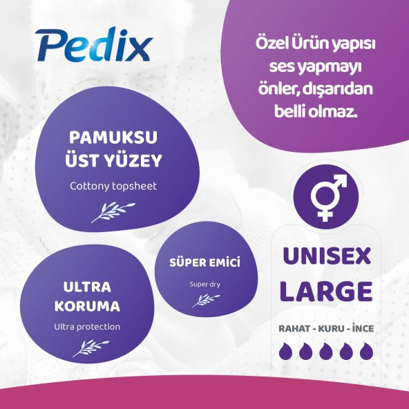 PEDİX MESANE PEDİ UNISEX BÜYÜK BOY LARGE (L) 30 ADET - 3
