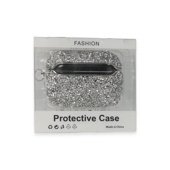 Airpods 3 (3.nesil) Mira Taşlı Kılıf - Gümüş - Resim 3