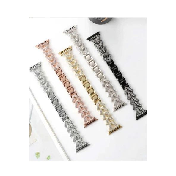 Apple Watch 38mm Node Taşlı Kordon - Siyah - Resim 4