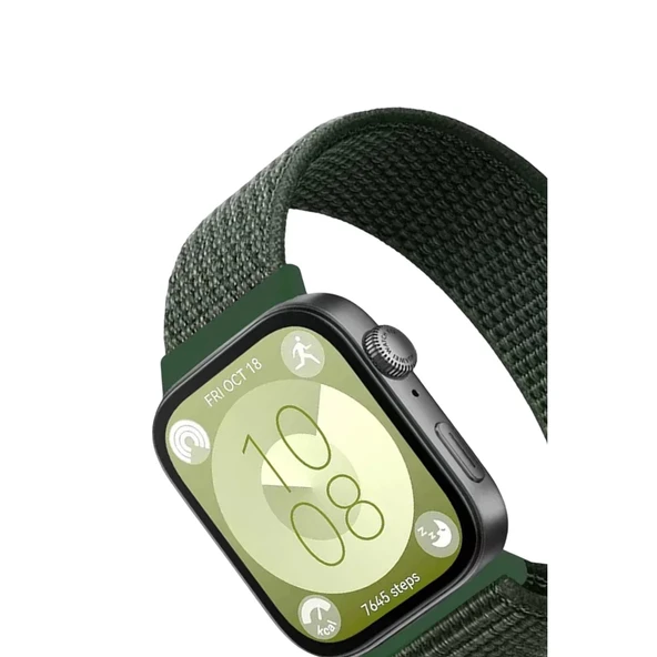 Huawei Fit 4 Hasırlı Cırtcırtlı Kordon - Koyu Yeşil - Resim 2