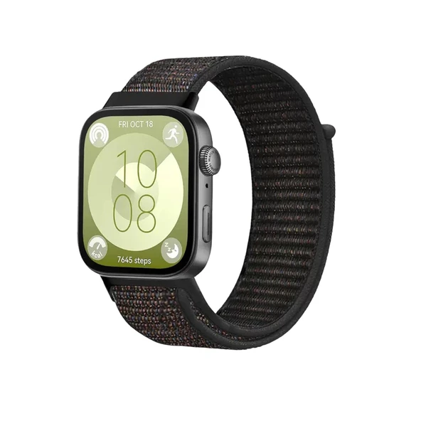 Huawei Fit 4 Hasırlı Cırtcırtlı Kordon - Siyah ürün görseli 1