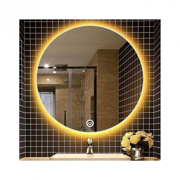70 cm Dokunmatik Tuşlu Yuvarlak Ledli Ayna Banyo Aynası Dekoratif Ayna Boy Ayna Salon Duvar Ayna