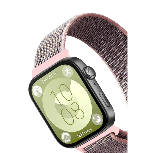 Huawei Fit 4 Hasırlı Cırtcırtlı Kordon - Pembe - Resim 2