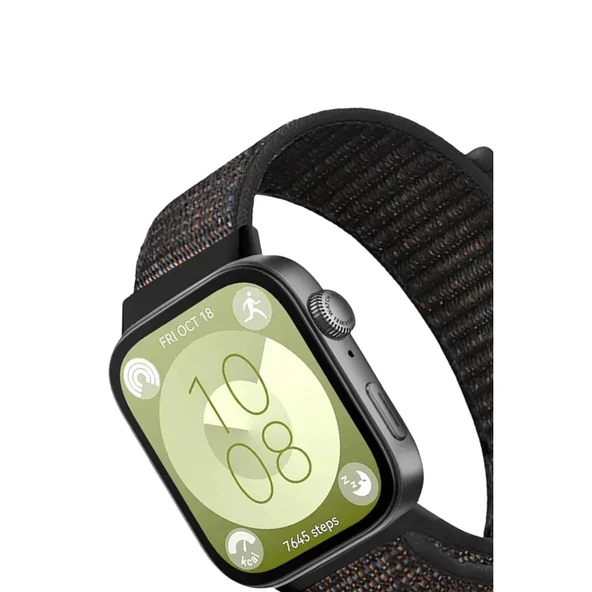 Huawei Fit 4 Hasırlı Cırtcırtlı Kordon - Siyah - Resim 2