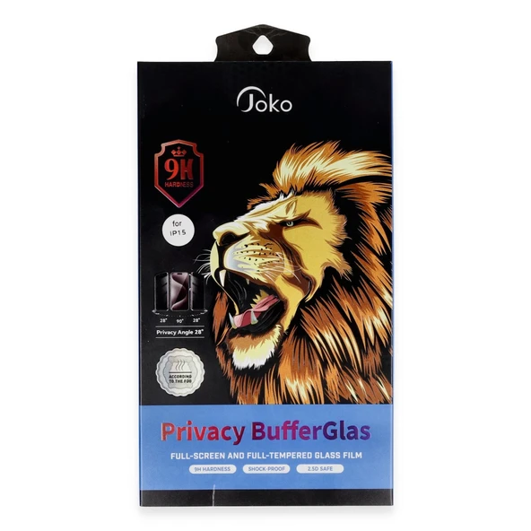 Joko İphone 15 Pro Buffer Hayalet Cam Ekran Koruyucu - Siyah ürün görseli 1