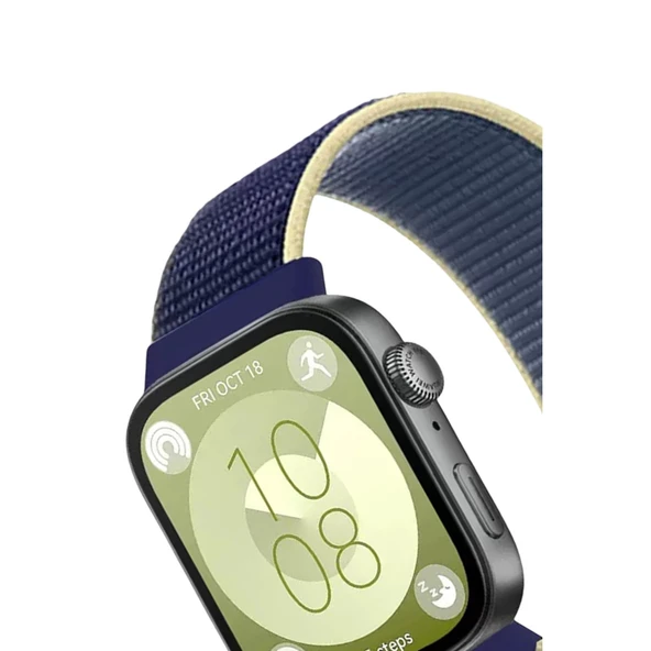 Huawei Fit 4 Hasırlı Cırtcırtlı Kordon - Sarı-lacivert - Resim 2