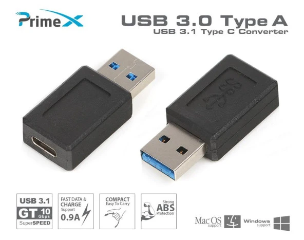 PrimeX PX-510 U30X31 USB 3.0 TypeC A Erkek USB 3.1 Type C Dişi Dönüştürücü - 5