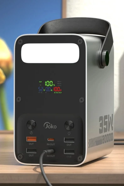 HarmonyAura J52 80.000 mAh Dijital Şarj Göstergeli Led Işıklı 35W PD Powerbank - Gümüş - Resim 4