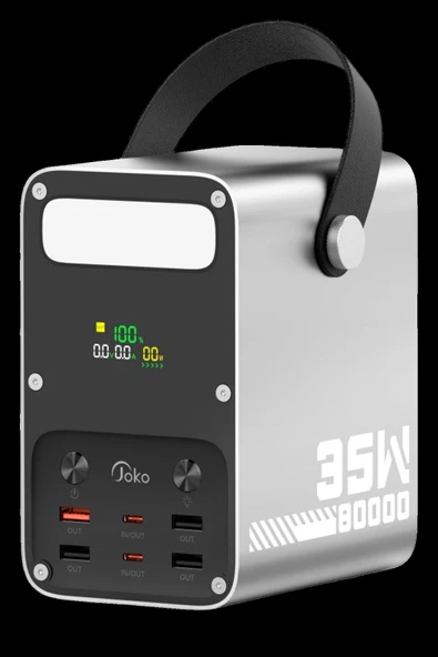 HarmonyAura J52 80.000 mAh Dijital Şarj Göstergeli Led Işıklı 35W PD Powerbank - Gümüş ürün görseli 1