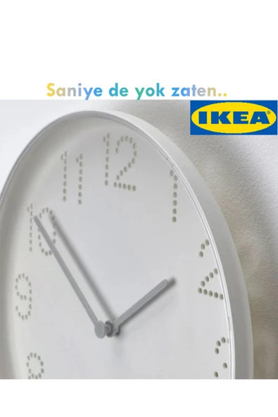 IKEA Tromma Duvar Saati Beyaz Renk - Resim 6
