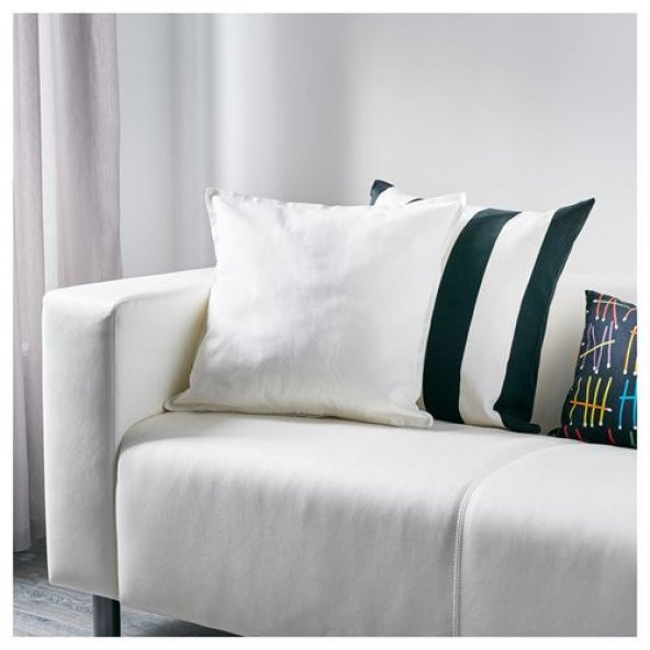 Minder Kırlent  Kılıfı 50x50 cm Beyaz Rengi Fermuarlı Yastık Kılıfı - 3