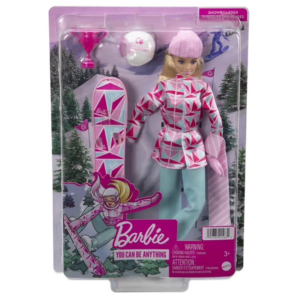 Orjinal Barbie Snowboard Sporcusu Manken Bebek HCN32 Orjinal Barbie Sporcu Bebek - 6