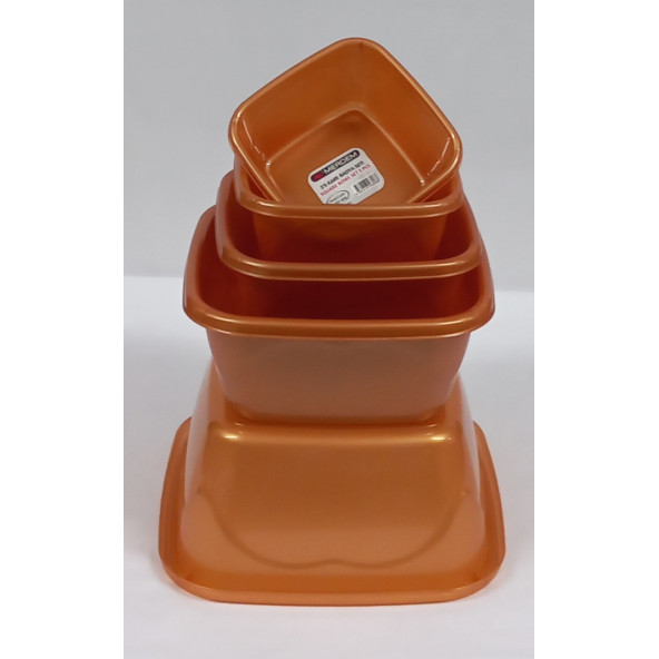 MERDEM PLASTİK // 5 Lİ KARE BADYA SETİ GENİŞLİK 20 X 20 CM GENİŞLİK 9 CM / 17 . 8 CM / 14 . 7 CM / 12 . 6 CM / 11 . 5 CM /