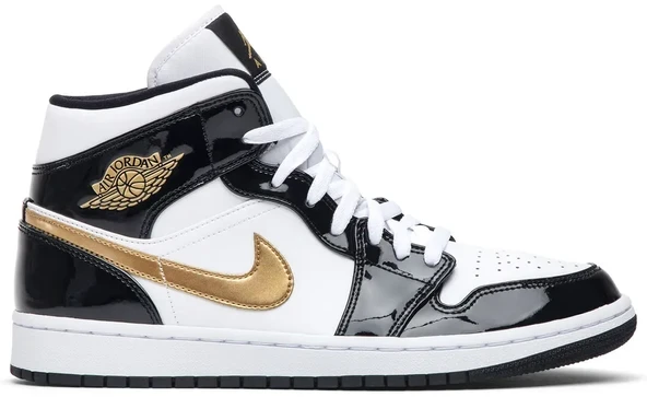 Nike Air Jordan 1 Mid SE Black & Metallic Gold Spor Ayakkabı