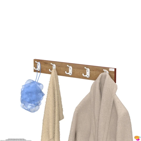 Modilayn ARI Serisi 66,4x9,6 cm 5' li Set 15 Kancalı Banyo Askısı | Ekstra Düzen ve Yer Tasarrufu - Resim 6