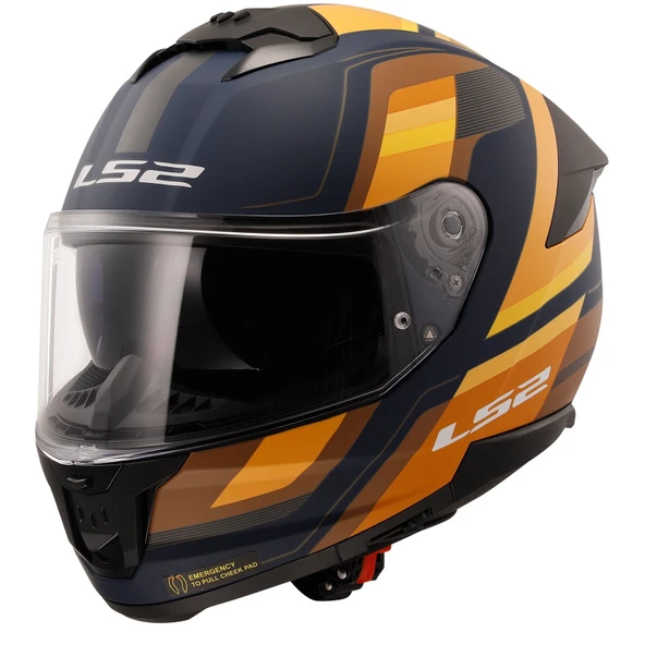 Stream 2 Vintage Mat Navy Mavi-Turuncu-Kahverengi Kask