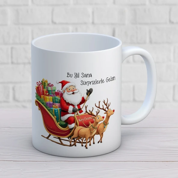 Noel Baba Figürlü Yılbaşı Temalı Hediyelik Kupa ürün görseli 1