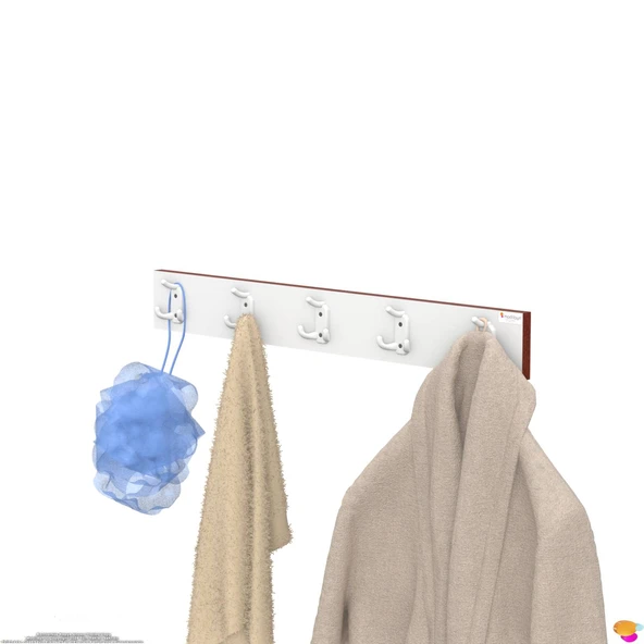 Modilayn ARI 9 Kancalı Banyo Askısı 3' lü Set 36,4x9,6cm Şık Tasarım Ekstra Düzen ve Yer Tasarrufu - Resim 6