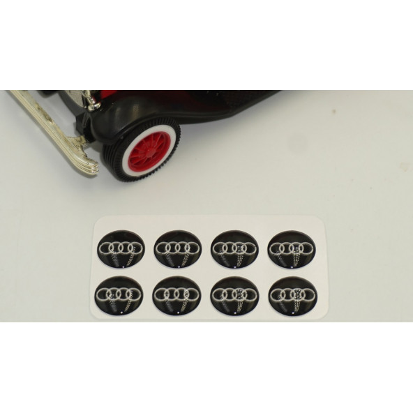 Audi Logo Jant Torpido Direksiyon 12mm Damla Sticker Logo Seti - 4