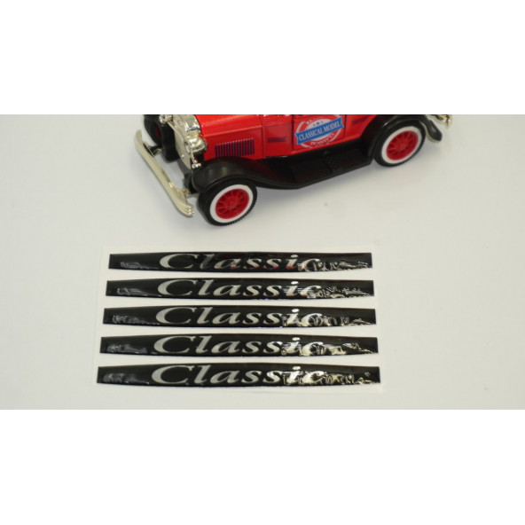Classic Logo Metalize Kapı Kolu 5 Li Damla Desen Sticker Set - 3