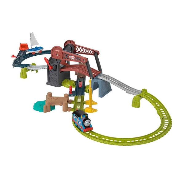 Orjinal Fisher Price Thomas ve Arkadaşları Thomas ve Skiff Açılır Köprü Macerası Seti HGX65 - Resim 4