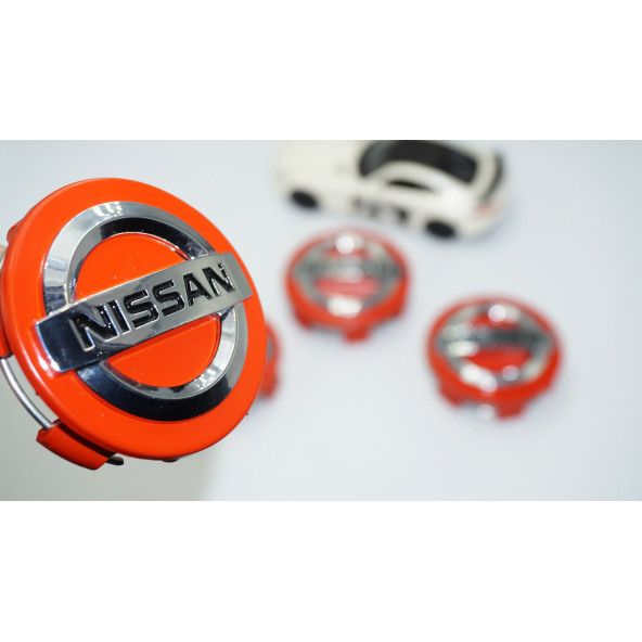 DK Tuning Nissan Kırmızı Gümüş Jant Göbeği Kapak Seti 60mm
