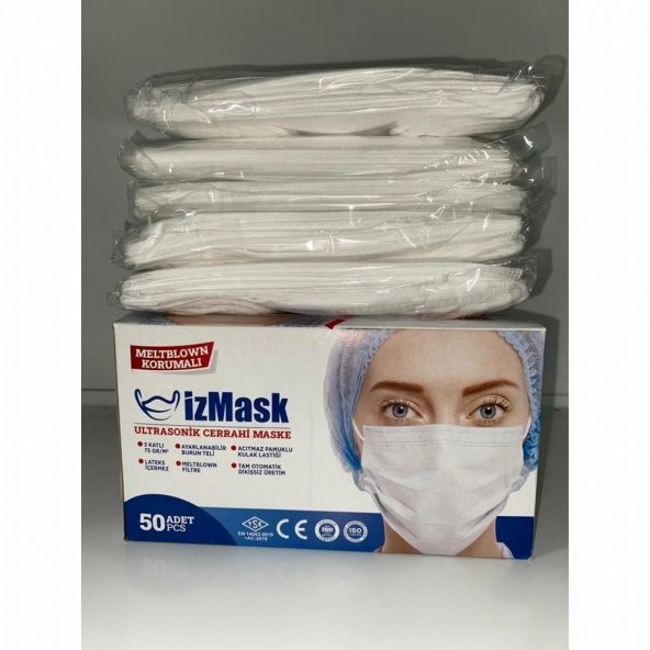 HİTS MASKE Yeni Nesil Maske 50 Adet 10 Lu Özel Ambalajlı Beyaz Renk İpli