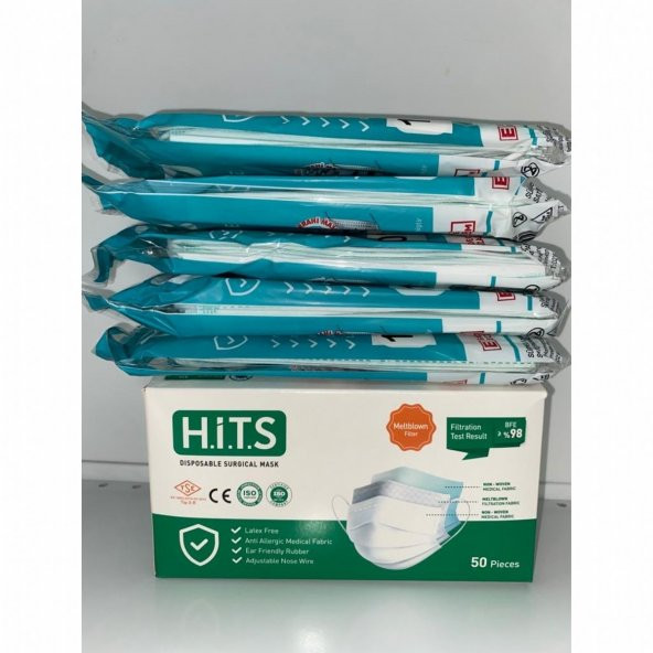 HİTS MASKE Yeni Nesil Maske 50 Adet 10 Lu Özel Ambalajlı Yeşil Renk İpli - 2