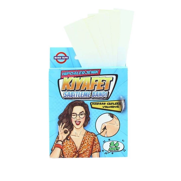 Boss Tape Hipoalerjenik Kıyafet Sabitleme ve Vücut Bandı 24Adet - Resim 3