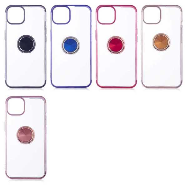 iPhone 13 Kılıf Zore Gess Kenarları Renkli Yüzük Aparatlı Kılıf - Resim 8