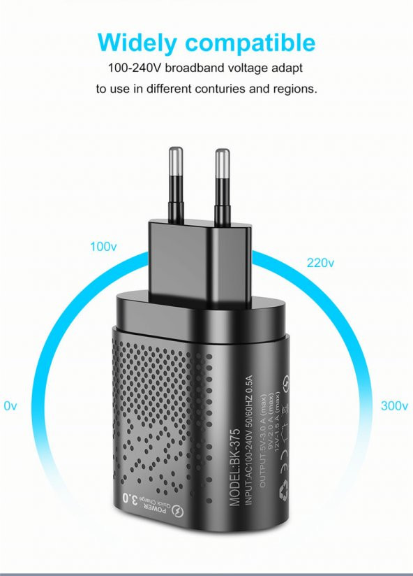 Zuidid 48 W 3 Amper 4 USB Portlu Hızlı Şarj Cihaz - Çoklu Şarj - Siyah - 6