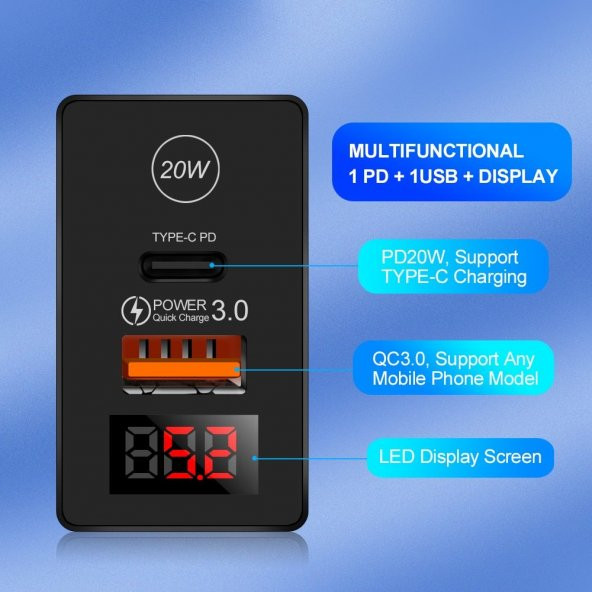 Zuidid 20W Pd + USB Hızlı Şarj LED Göstergeli - 7