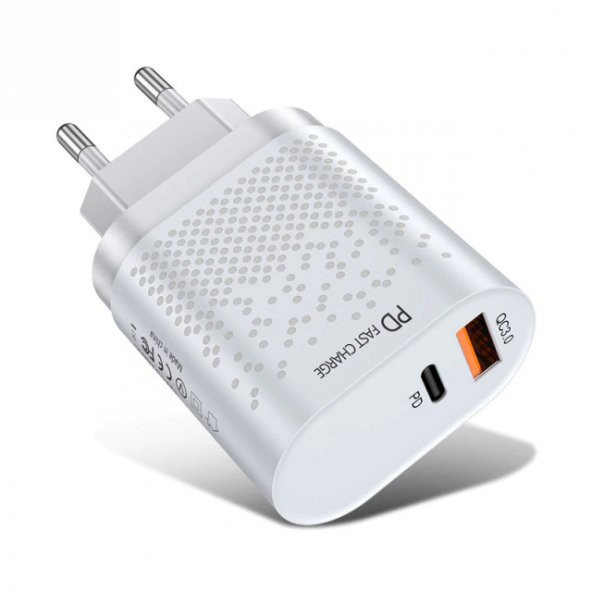 Zuidid 20 W 3 Amper 1 PD + 1 USB Portlu Hızlı Şarj Cihaz - Çoklu Şarj - Beyaz