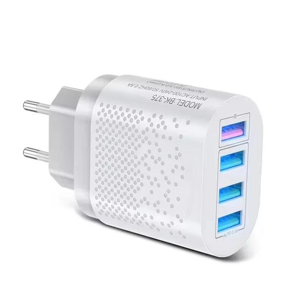 Hızlı Şarj Qc 3.0 4 Usb Portlu 3,1 A - 48 W - Beyaz - Çoklu Şarj