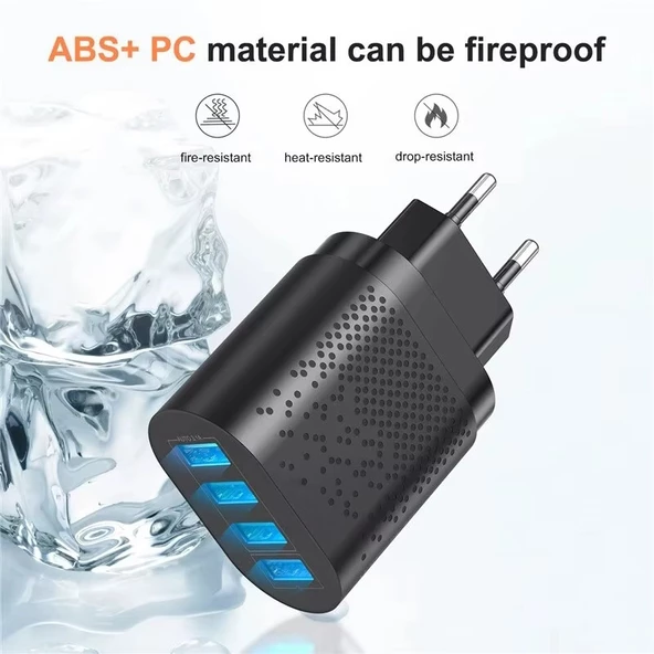 Hızlı Şarj Qc 3.0 4 Usb Portlu 3,1 A - 48 W - Siyah - Çoklu Şarj - 5