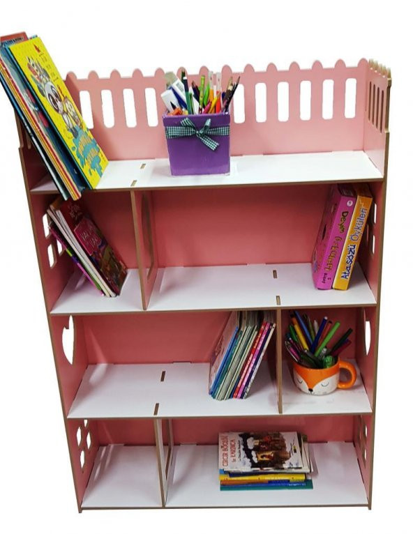 Woodylife Çitli Ahşap Oyuncak Barbi Evi Kitaplık Eğitici Çocuk Oyuncak Dolap Montessori