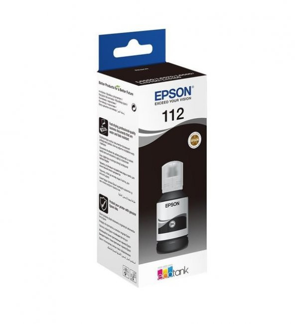 Epson 112 EcoTank L6490 Siyah Orjinal Mürekkep Kartuşu C13T06C14A 127Ml. - 1