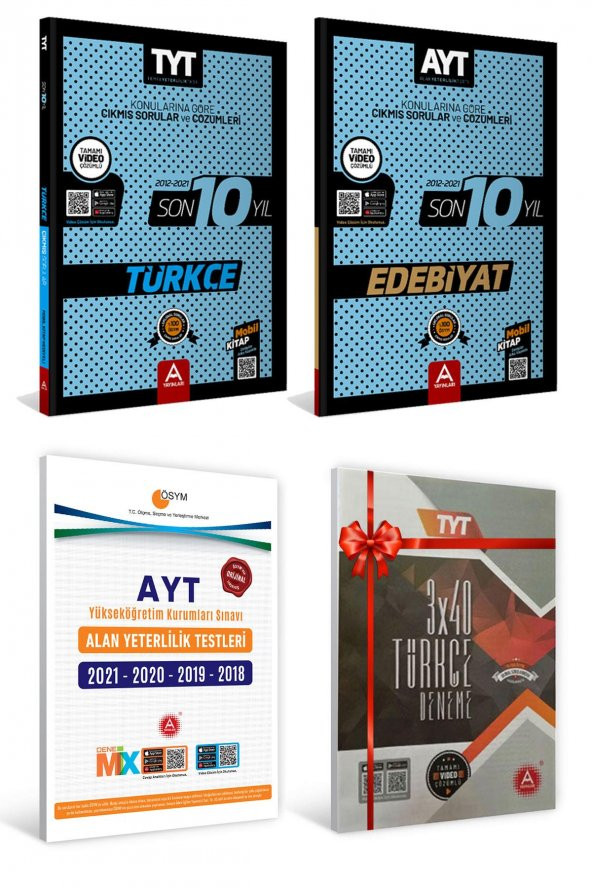 TYT Türkçe + AYT Edebiyat Son 10 Yıl Soru ve Çözümleri + Son 4 Yıl AYT Tıpkı Basım + 3x40 Çıkmış Soru Türkçe Denemesi