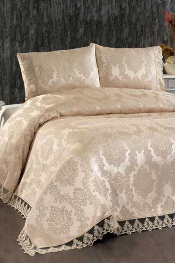 Çeyiz Diyarı Demontis Çift Kişilik Yatak Örtüsü Cappucino - 2