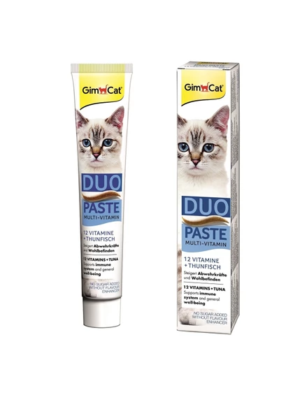 Gimcat Multivitamin Duo Paste Renksiz 12 Vitaminli Tuna Balıklı 50 Gr. SKT: 02/25