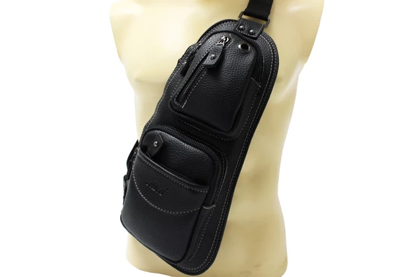 Adm Tr0014 Suni Deri, Tek Omuz Askılı Sırt - Göğüs Çantası - Body Bag - 6