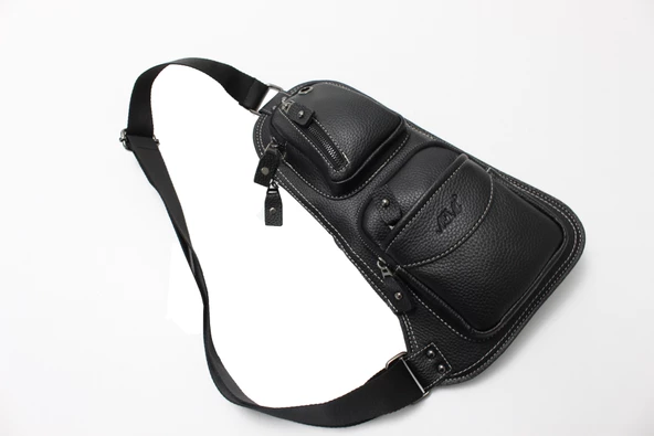 Adm Tr0014 Suni Deri, Tek Omuz Askılı Sırt - Göğüs Çantası - Body Bag - 2