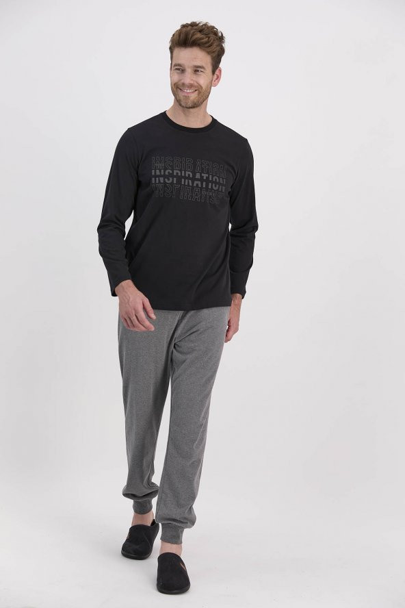 Arnetta 1603 Inspiration Siyah Erkek Uzun Kol Pijama Takımı