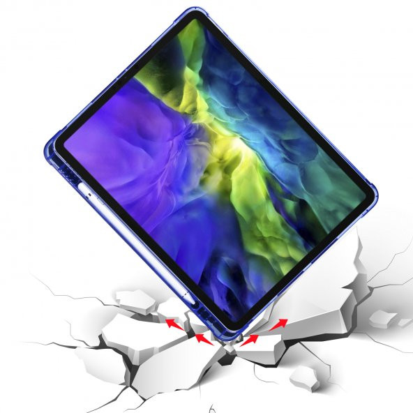 KNY Apple İpad Pro 12.9 2021 İçin Kalem Koymalı Arkası Silikon Standlı Trifolding Kılıf Siyah - 3