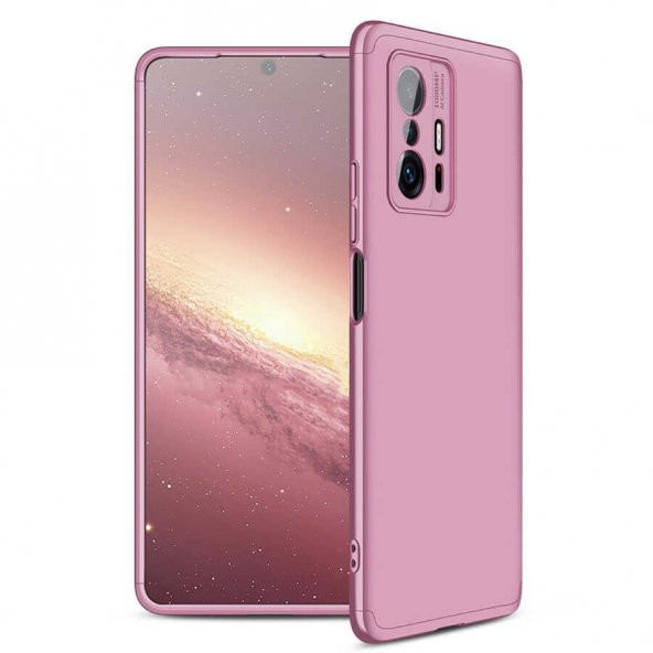 KNY Xiaomi Mi 11T Kılıf 3 Parça 360 AYS Kapak Rose Gold