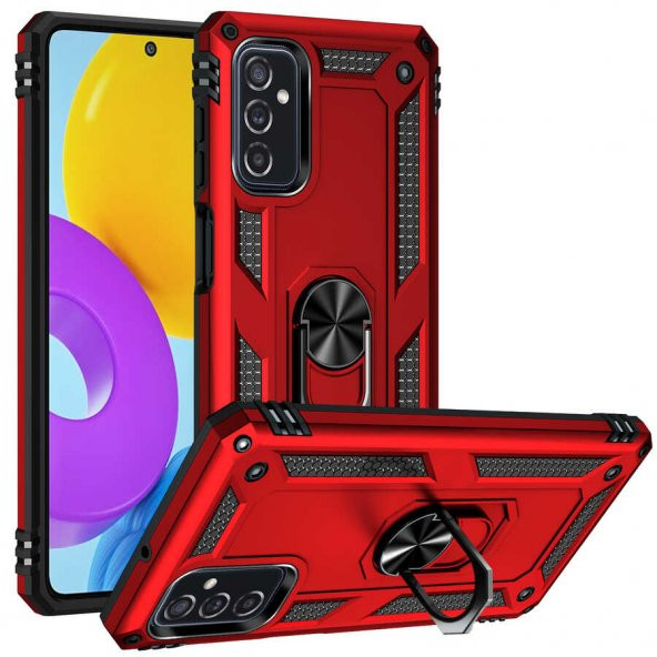 Galaxy M52 Kılıf Yüzüklü Standlı Manyetikli Armor Zırh Silikon - 8
