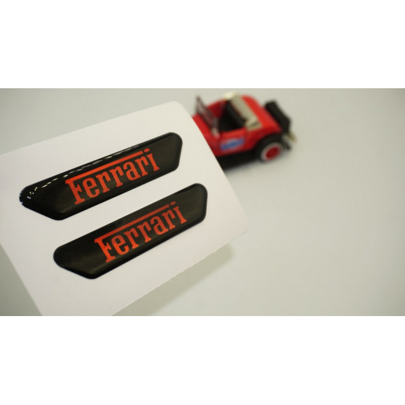 Ferrari Logo Çamurluk Yanı Ve Ayna Metalize Damla Desen 3M Logo Arma - 2