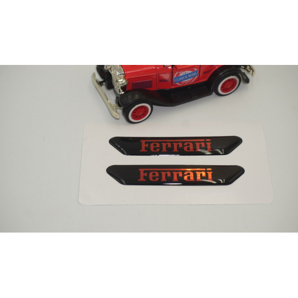 Ferrari Logo Çamurluk Yanı Ve Ayna Metalize Damla Desen 3M Logo Arma - 4
