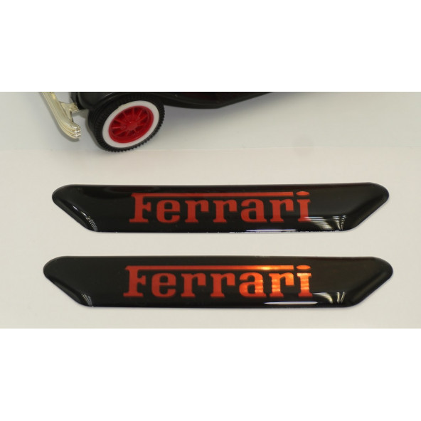 Ferrari Logo Çamurluk Yanı Ve Ayna Metalize Damla Desen 3M Logo Arma - 5