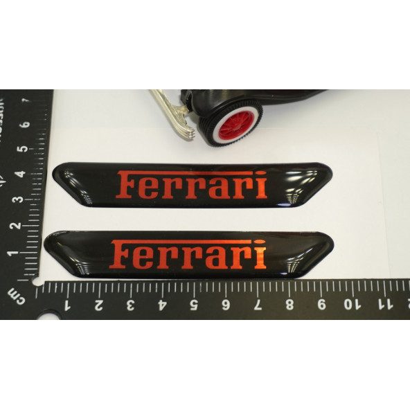 Ferrari Logo Çamurluk Yanı Ve Ayna Metalize Damla Desen 3M Logo Arma - 7